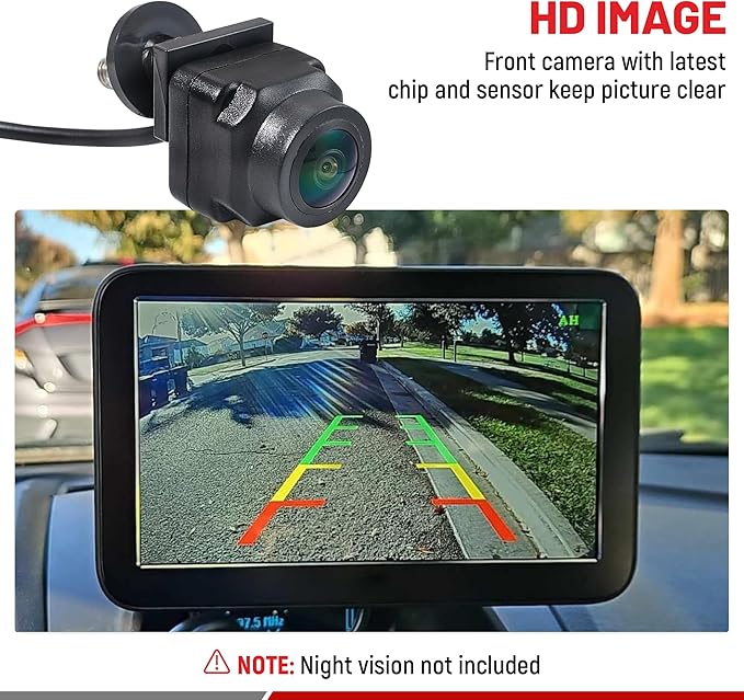 RED WOLF Front View Camera Select for Jeep Wrangler JL/JLR/JLU/JT/Gladiator/Rubicon 2018-2021 Off-Road Forward Front Facing View Cargo Camera Kit Grille Metal Housing Mount, Wide Vision Waterproof