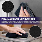 Microfiber Wholesale Pronto Cloths, Dual-Sided Microfiber Cleaning Towels, Soft Plush & Scrub Cloths for Dusting, Scrubbing, Kitchen, Windows & Car Detailing, Absorbent Bulk 25-Pack Black
