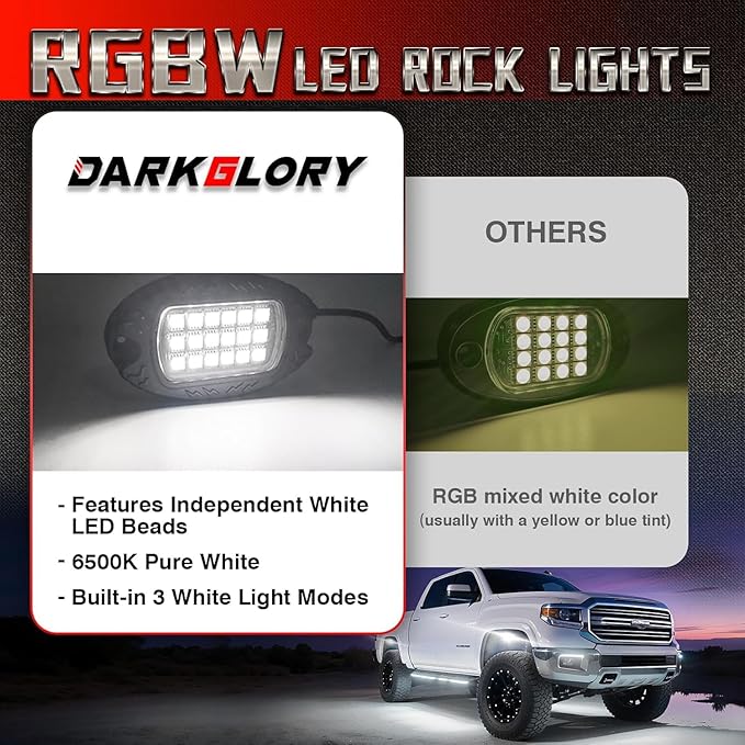 12 Pods Alloy RGBW LED Rock Lights for ATV UTV Golf Cart RZR RV Boat Semi Truck Offroad SUV Cars, Waterproof Multicolor Neon Underglow Chassis Lighting with APP/RF Remote Music Mode, Underbody Light