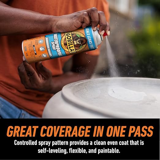 Gorilla Waterproof Patch & Seal Rubberized Sealant Spray, Crystal Clear, 14 Ounce (Pack of 6) - Seals Out Water, Air, and Moisture
