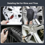 UNIMEIX Tire Shine Applicator Brush Kit Large Vegan Tire Shine Brush with Storage Stand for Vehicles Tire Shine Polish Wax and Car Interior Cleaning