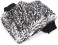 MIKKUPPA Microfiber Car Wash Mitt - Double-Sided Ultra Absorbent Scratch Free Premium Blend Glove for Car Washing Home Cleaning (Black, 2Pack, 11'' x 8'')