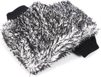 MIKKUPPA Microfiber Car Wash Mitt - Double-Sided Ultra Absorbent Scratch Free Premium Blend Glove for Car Washing Home Cleaning (Black, 2Pack, 11'' x 8'')
