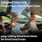 Car Air Freshener Wood 3 Pack — Refillable Solid Diffuser, North American Alder Scent, Leather Visor Clips — No Liquid Odor Eliminator for Cars, Trucks, SUVs