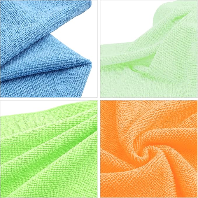 DNA Motoring TOOLS-00258 Cleaning Towels Car Washing Microfiber Cloth for Auto Detailing Home Kitchen, 12x16 Inch, Yellow, Orange, Blue, Green,Pack of 24