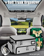 LOINTET Golf Trunk Organizer, Waterproof Car Golf Locker with Separate Ventilated Compartment for 2 Pair Shoes, Golf Storage for Balls, Tees, Cap, Clothes, Gloves, Accessories, Gifts for Men, Women