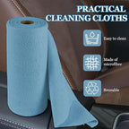 wuyaoyao 50PCS Microfiber Cleaning Cloth Roll, 10"×10" Tear Away Microfiber Towels, Reusable Washable Cloth Paper Towels, Multi-Purpose Cleaning Rags for Car Home Kitchen Garage Shop (Blue)
