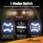 maXpeedingrods 2X 7” 252W Off Road Lights, LED Pod Light with Amber/White DRL 3 Modes, 270°Side Shooter for Trucks Jeep Pickup UTV ATV Motorcycles Spot Ditch Light with Black Covers