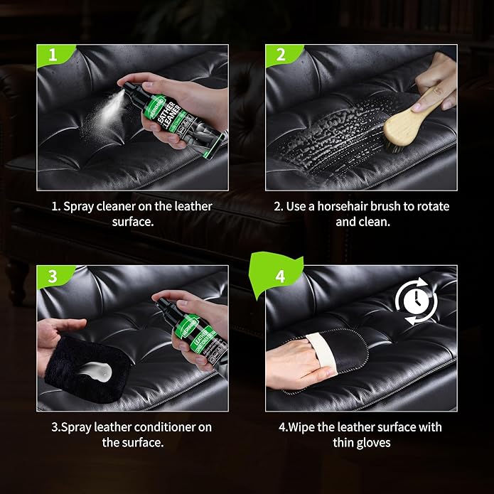Leather Cleaner and Conditioner Cream Care Kit for Car Interiors Seats,Couches,Purses,Bags,Jackes,Boots