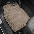 CARBELLA Heavy Duty Rubber 4-Piece Beige Car Floor Mats - Universal Trimmable All-Weather Car Accessories - Girl Car Accessories for Women & Cute Car Mats for Women for Girly Car Decor, Truck, & SUV