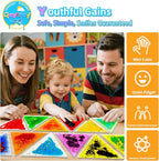 Squishy Liquid Sensory Gel Tiles 12 Packs - Triangle Liquid Sensory Toys for Sensory Play & Portable Fun, Washable Sensory Floor Tiles for Toddles 3+ Learning, Calming, Fidgeting
