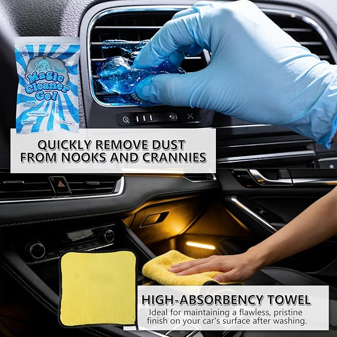 10PCS Car Detailing Brush, Ultra Soft Boar Hair Brush, Car Interior Detail Brush, Fiber Brush, Car Dust Removal Brush, Car Cleaning Gel, Car Interior Cleaning Kit for Trucks, Cars, RVs, SUVs