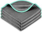 Airlab Microfiber Cleaning Cloth for Glass Cleaner Window Polishing Car Auto Detailing Lint Free Drying Dishes Kitchen Bathroom Magic Cleaning Cloths, Pack of 3, 12" x 12", Grey-Green