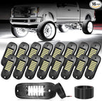 16 Pods 6500k White Rock Lights, IP68 Waterproof 36 LEDs SMD Chips Underglow Kit for Truck Pickup SUV UTV ATV RZR Car Boats