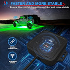 MICTUNING C2 Curved RGBW LED Rock Lights - 4 Pods Underglow Multicolor Neon Light with Wiring Switch Kit, Bluetooth Controller with APP Control