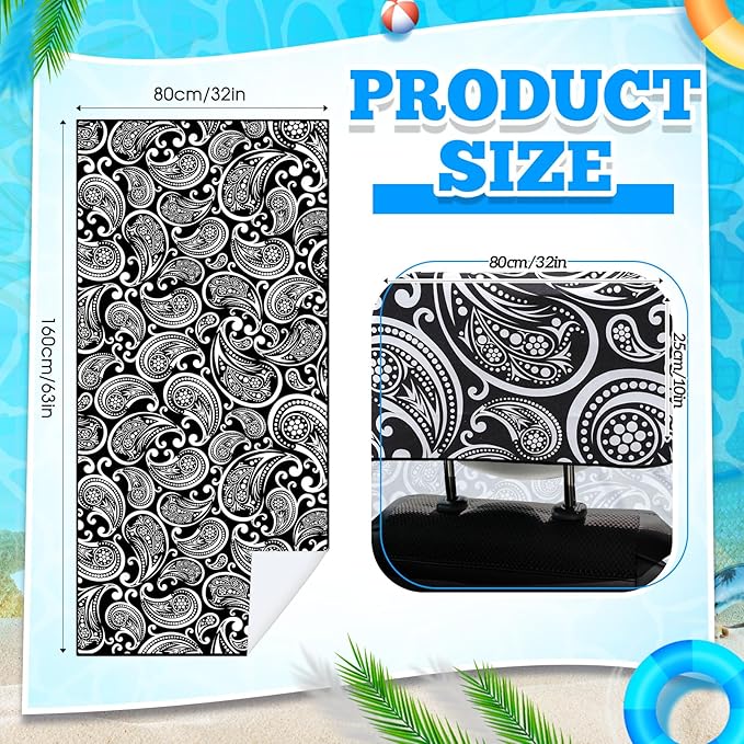 Hahafelt 2 Pack Car Seat Towel Covers with Storage Bag, 63 x 32 Inch Universal Non Slip Waterproof Sweat Protector for Car Truck, Gym Swimming Running, Machine Washable (Paisley)