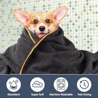 KinHwa Super Absorbent Microfiber Bath Towel for Dogs and Cats - 30 x 50 Inch, Dark-Gray, Suitable for Small, Medium, Large Pets