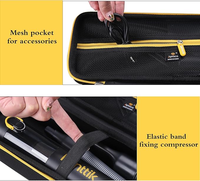 Aproca Case Compatible with Fanttik Slim V8 Apex / V8 Mate / V10 Apex / V10 Mate Cordless Car Vacuum, Portable Hard Storage Bag for Accessories -Black (Case Only)