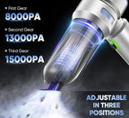 Handheld Cordless Car Vacuum|3 in 1 15000PA Mini Cleaner,120W High Power Brushless Motor,Super Suction Power Vacuums with Type-C Data Cable, Small Portable and Rechargeable Cleaner (Sliver)