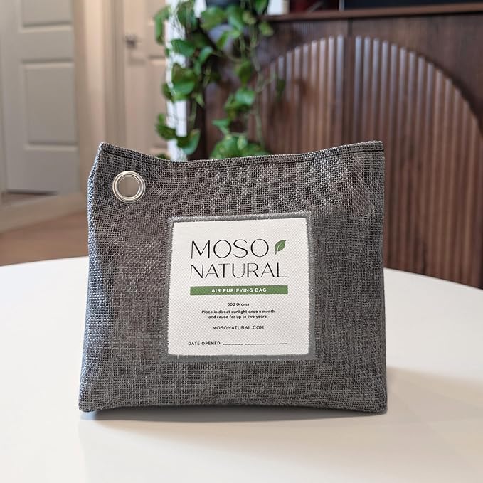 Moso Natural Air Purifying Bag 600g, Premium Bamboo Charcoal Odor Absorber, Room Deodorizer for Large Spaces, Bedroom, Kitchen, Basement, Pet Odor Eliminator for Home, 21oz Charcoal Bags