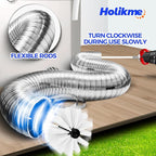Holikme 30 Feet Dryer Vent Cleaner Kit,Flexible Lint Brush with Drill Attachment, Extends Up to 30 Feet for Easy Cleaning, Synthetic Brush Head, Use with or Without a Power Drill, White