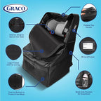 Graco Padded Car Seat Travel Bag & Infant Carrier Backpack, Durable Large Back Pack for Carseats & Booster Seats, Airport Gate Check Bag Luggage, Double Padded Strap, Water Resistant Material, Black