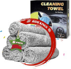 Car Wash Drying Towels, 450gsm Ultra-Thick Absorbent Lint-Free Extra Soft Microfiber Rags for Car Detailing, Interior & Exterior Cleaning Cloths, 16in x 16in - Microfiber, Grey, 6 Packs