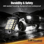 maXpeedingrods 12 Pods White Rock Lights 400LM 6000K, High Bright 432 SMD 5050 Chips with 43cm Wires, LED Underglow with Waterproof 3D Lens for Off-raod Truck Golf Cart Car Boat Motorcycle