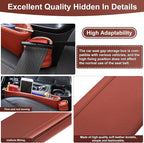 2 Pack Update Car Seat Gap Filler Organizer Leather Console Storage Box Front Side Pocket Seats Organizers Filler Interior Car Accessories for Phone Wallet Coin Key Sunglasses (Brown)
