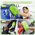 24 Pack Car Wash Mitt Bulk Microfiber, 10'' x 8'' Chenille Car Wash Mitt Gloves, Scratch Free Double Sided No Lint No Marks for Truck SUV and All Vehicle Surfaces (Lime Green)