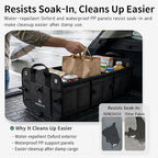1680D Trunk Organizer with Lid, Extra-Large 114L Collapsible Cargo Organizer for SUVs, Trucks & Large Cargo Areas, Rigid PP Panels, 800D x 800D Weave, Water-Repellent, Anti-Sag Design