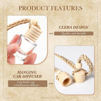 Zubebe 300 Pcs Hanging Car Air Freshener Diffuser Bottles Empty Bulk 8ml Clear Glass Essential Diffuser Oil Pendant Bottle Refillable Automotive Aromatherapy Fragrance Perfume Containers, Cylindrical
