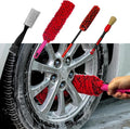 4 Pack Car Wheel Brush Kit - Soft, Scratch-Free Microfiber & Synthetic Wool Cleaning Brushes for Tires, Rims, Fenders, Engine, Exhaust Tips