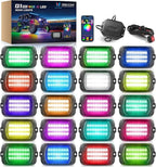 MICTUNING Q1 MAX RGB+IC Rock Lights 20 Pods Kit, 480 Beams 1000% Brighter Chasing Dreamcolor Underglow Neon Lights, APP Control Multicolor Extensible Underbody Lighting Kit for Truck ATV UTV Boat