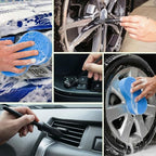 Baderke 9 Pcs Car Windshield Cleaner Tool Kit with with Extendable Handle, Microfiber Towel Pads, Sponge, Ventilation Brush, Empty Spray Bottle for Auto Glass Wiper Suvs Rvs & Home Windows(Blue)