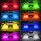 ICBEAMER RGB Interior Car Lights - Interior LED Strip Smart Phone Control APP Color Floor Matt Light w/Sound Active Function Atmosphere Under Dash/Seat Car Charger DC 12V Lighting Kit