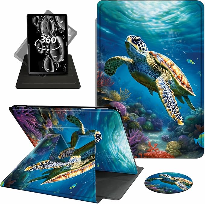 Case for 6" Kindle Paperwhite (10th Generation,2018 Release),360 Degree Rotating Swivel Leather Stand Folio Cover Auto Wake/Sleep for Amazon Kindle Paperwhite E-Reader,Cute Sea Turtle