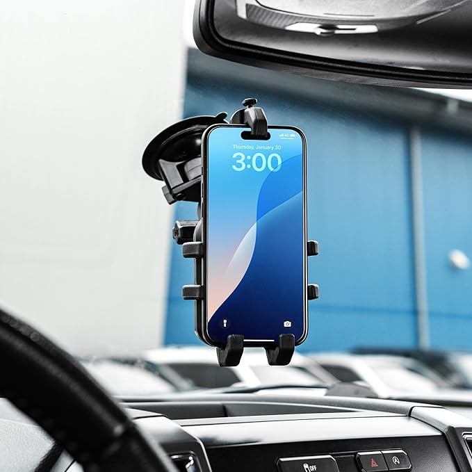 RAM MOUNTS Quick-Grip Pro Phone Mount with Twist-Lock Suction Cup and Medium Arm for Vehicle Windshields RAM-B-166-PD5U