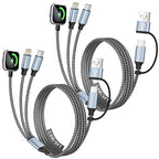 MPATIBY Travel Essentials, 3 in 2 UB A/USB C Cable for Watch Charger, Multi Phone Charging Cable/Cord for All Devices for iWatch Ultra/SE/10-1, Phone16 15 14, Android, iPads, More (2Packs 5FT)
