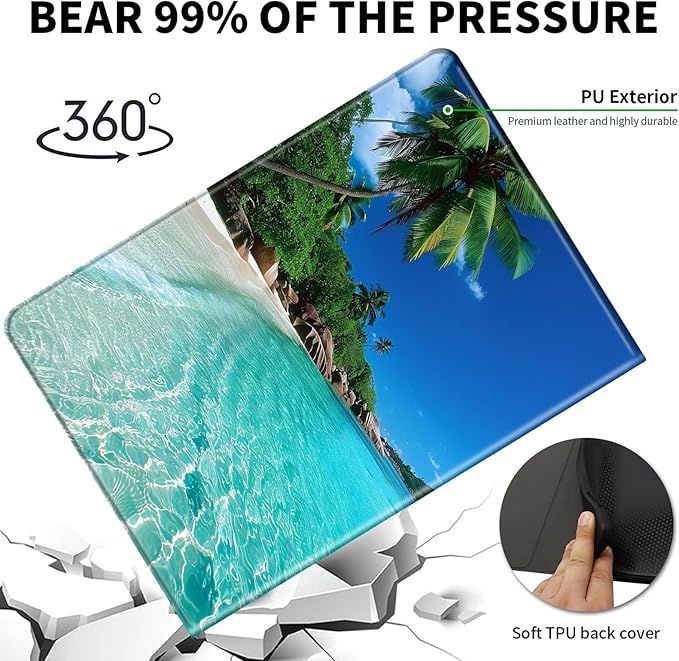 Case for 6" Kindle 11th Generation Case 2024/2022 Release,Leather Slim Folio Adjustable Stand Cover with Auto Wake/Sleep for Basic Kindle 2024/2022 11th Gen e-Reader,Green Sea Beach