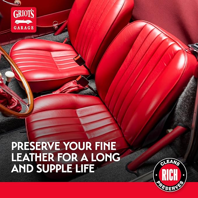 Griot's Garage Leather Care, Car Seat Cleaner and Conditioner for Upholstery, Furniture, Clothing, and More, 11142, 16oz