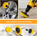 8 Pcs Drill Brush Attachment Set, Power Cleaning Scrub Brush Kit with Extend Long Attachment, All Purpose Drill Scrub Brushes for Car, Grout, Floor, Tub, Bathroom and Kitchen (Yellow)