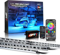 OPT7 12V Aura Pro Underglow Lights Kit for Golf Cart with APP & Remote Control, Waterproof Rigid Aluminum Light Bar, RGB Multicolor Music Sync LED Lighting Kit for EZGO Yamaha Club Car