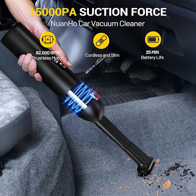 Hand Held Car Vacuum Cleaner, 15000Pa High Powers 5-in-1 Portable Lightweight Mini Vacuum Cleaner for Car, Home & Pet Hair