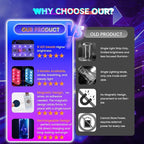 4 PCS Car LED Lights, USB Plug-in Rechargeable 8 High-Brightness LED Beads, Portable Mini Touch Control Dimmable Night Light for Car/Bedroom/Party/Holiday Decoration (2 Green & 2 Purple)