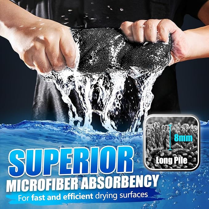 Airlab Microfiber Towels for Cars Wash Drying Towel Detailing Cloth Pack of 1 and Carbon Microfiber Towels for Car Polishing Cleaning Cloth, Pack of 2