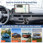 Largest 11.3" Portable Apple Carplay Screen, Wireless Car Play & Android Auto Touch Screen, Car Stereo with App View/4K Dash Cam/Backup Camera/Mirror Link/Voice Control/Music Play/GPS/Bluetooth/FM