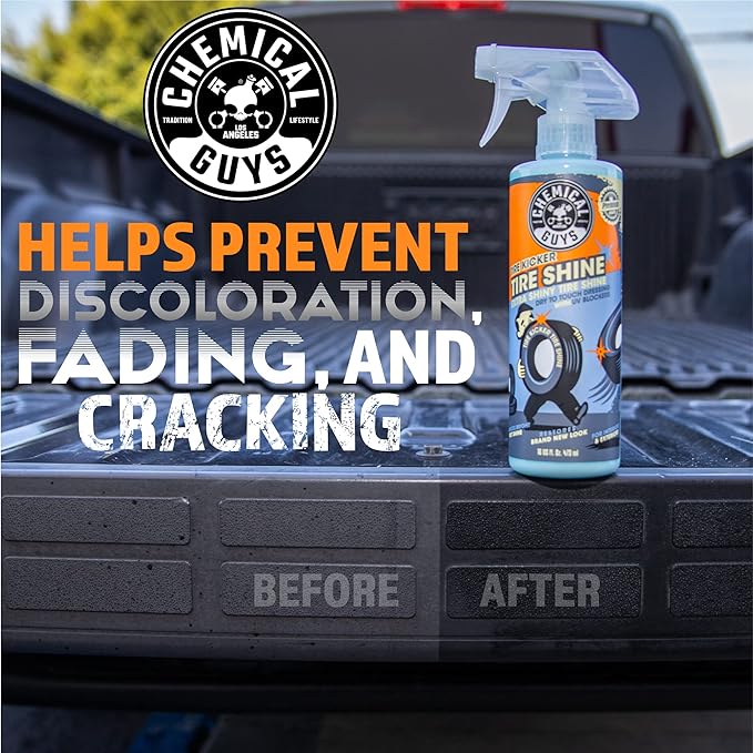 Chemical Guys TVD11316 Tire Kicker Sprayable Extra Glossy Tire Shine (Works on Rubber, Vinyl & Plastic) Safe for Cars, Trucks, Motorcycles, RVs & More, 16 fl oz (Pack of 2)