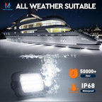 MICTUNING Q1 Max White Rock Lights, 4 Pods Super Bright Pure Underglow Light Kit, IP68 Waterproof for Truck Car ATV UTV Golf Cart (2 Year Warranty)