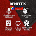 Microfiber Car Towel with Twisting Yarn,1400GSM Ultra Absorbent,16" BY16, Scratch-Free, Machine Washable, Bonus 30x30cm Towel Durable for Him/Her (Red/Gray)